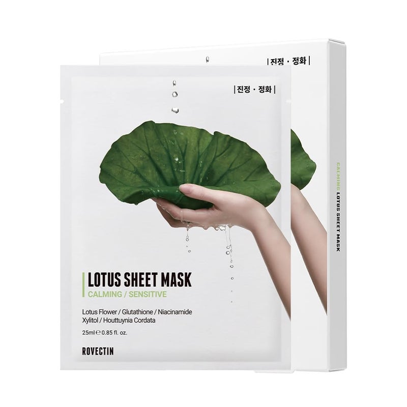 ROVECTIN Calming Lotus Sheet Mask | Soothing Face Mask for Sensitive Skin â€“ Hydrating, Calming, Barrier Repair & Redness Relief with Lotus Extract - Image 1