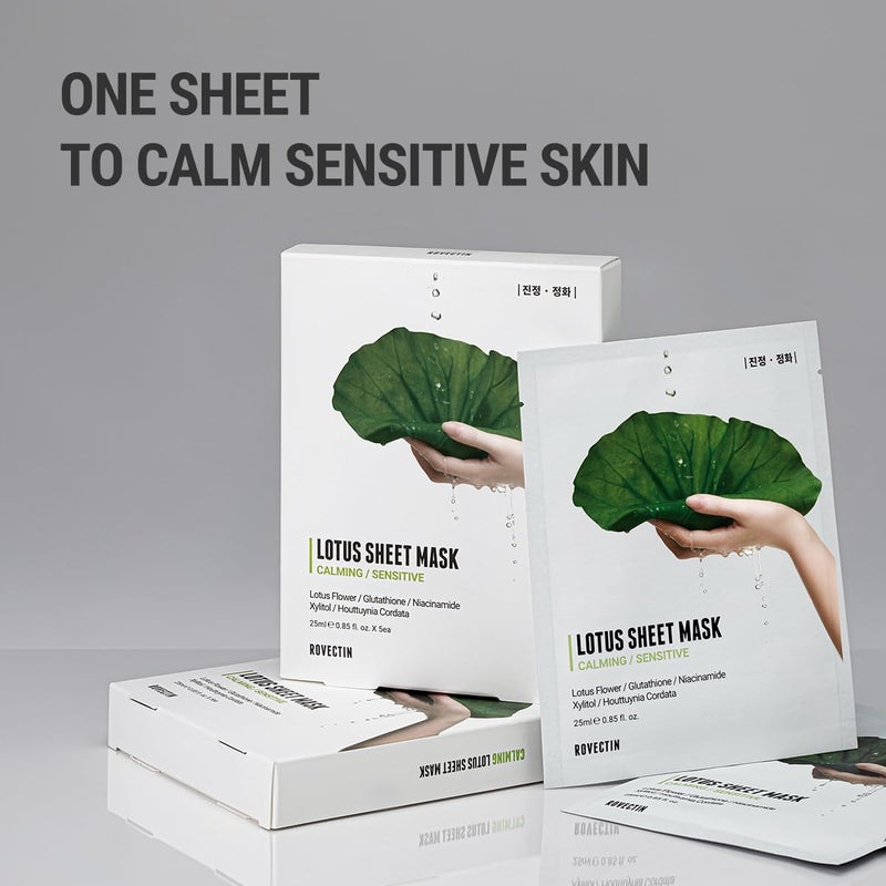 ROVECTIN Calming Lotus Sheet Mask | Soothing Face Mask for Sensitive Skin â€“ Hydrating, Calming, Barrier Repair & Redness Relief with Lotus Extract - Image 4