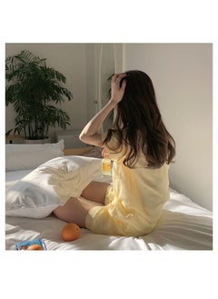 Generic Women Pajamas Set Short Sleeve Sleepwear Button Down Nightwear Soft Summer Loungewear For Ladies  - Image 4