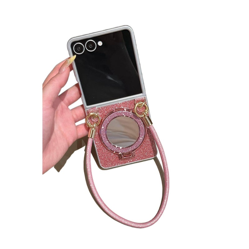 غطاء واقي | مقاوم للصدمات لـ Samsung Galaxy Z Flip 7 | وردي | PC | حماية من السقوط | حامل قابل للطي - Image 1
