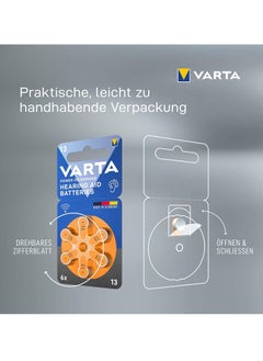 VARTA Hearing Aid Batteries, Yellow Type 13 , PR48 , 1.45V , 6 pes, Custom Made, high hearing level, mercury-free, Made in Germany  - Image 3