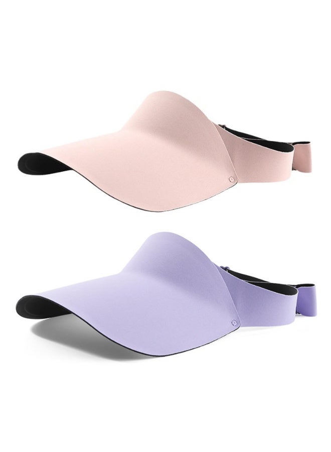 Kids Sun Visor Cap 2-Pack, Pink & Purple, UV Protection, Quick-Dry, Adjustable for Ages 4-12 - Image 1