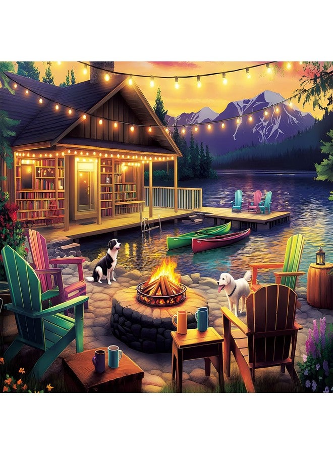 VOLUVOLU 500 Pieces Dog Puzzles for Adults, Evening Bonfire Puzzle for Adults Children Seniors, Retro Style Puzzle 500 Pieces, Gift for Birthday, Home Decor, Fun for Family Entertainment(20.5 * 15 in) - Image 1