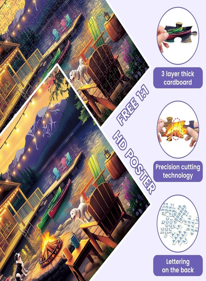 VOLUVOLU 500 Pieces Dog Puzzles for Adults, Evening Bonfire Puzzle for Adults Children Seniors, Retro Style Puzzle 500 Pieces, Gift for Birthday, Home Decor, Fun for Family Entertainment(20.5 * 15 in) - Image 4
