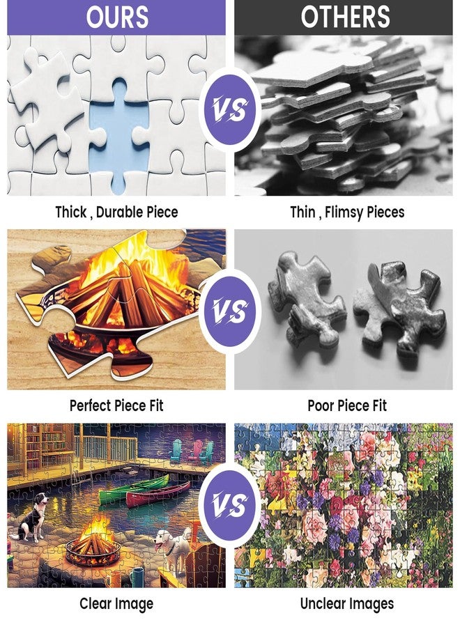 VOLUVOLU 500 Pieces Dog Puzzles for Adults, Evening Bonfire Puzzle for Adults Children Seniors, Retro Style Puzzle 500 Pieces, Gift for Birthday, Home Decor, Fun for Family Entertainment(20.5 * 15 in) - Image 3