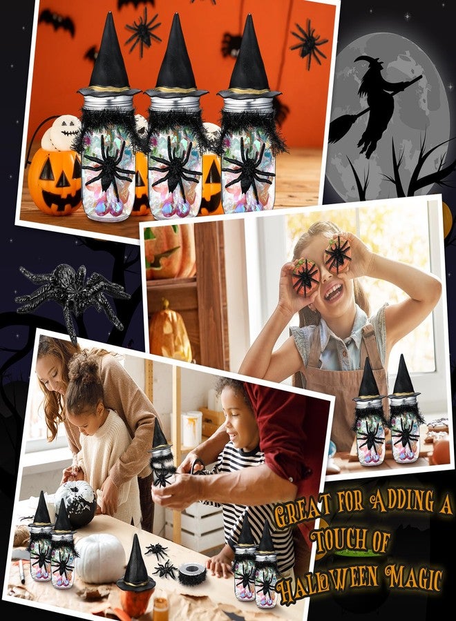 Mimorou 12 Sets Halloween Candy Jars 8.5 oz Plastic Cookie Jars Kit with Witch Hat Lid Scary Spider Food Storage Containers Trick or Treat DIY Crafts for Halloween Party Centerpieces Decor(Black) - Image 5