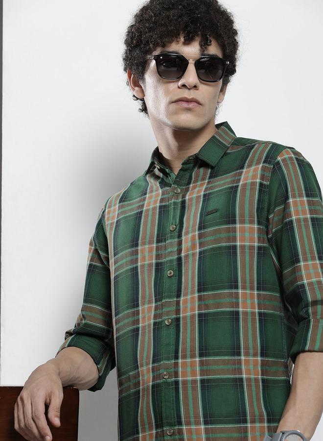 The Indian Garage Co Men Green Regular Fit Checked Shirt - Image 1