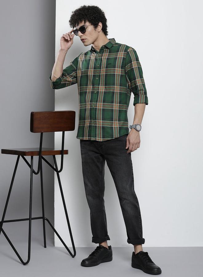 The Indian Garage Co Men Green Regular Fit Checked Shirt - Image 5