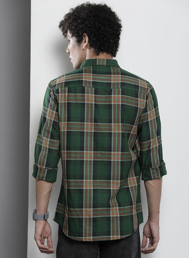 The Indian Garage Co Men Green Regular Fit Checked Shirt - Image 4