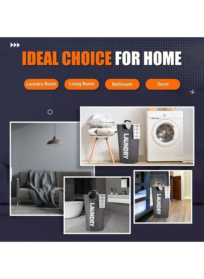 Large 82L Red Collapsible Laundry Basket Bag with Padded Handles Freestanding Clothes Hamper Easy Storage - Image 4