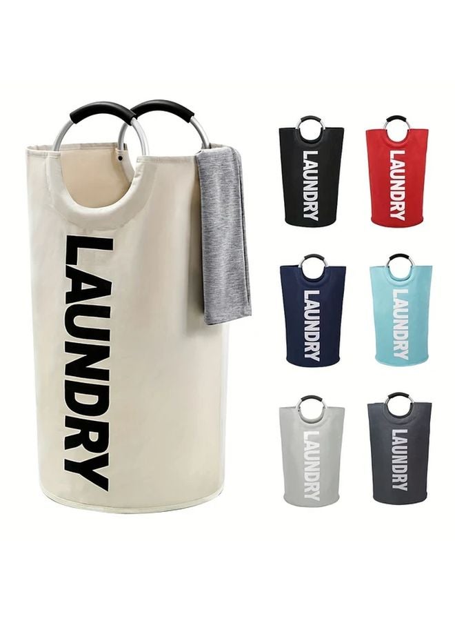 Large 82L Red Collapsible Laundry Basket Bag with Padded Handles Freestanding Clothes Hamper Easy Storage - Image 2