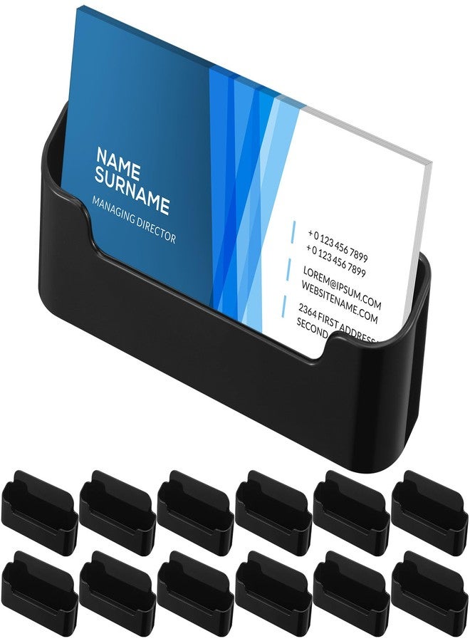 Watersay 12 Pcs Acrylic Black Business Card Holder Display Business Card Holder for Desk Display Holder Stand for Desktop Office Home Supplies Fits 30-50 - Image 1