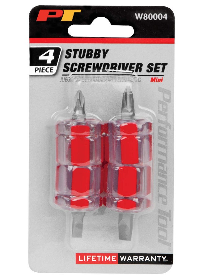 Performance Tool Performance Tool W80004 4 Piece Mini Stubby Screwdriver Set  - Image 2