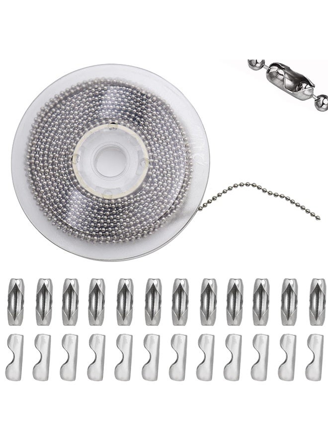 GNAFOTU 10 Metre Ball Chain Stainless Steel Beads Roller Chain Silver Ball Chain Stainless Steel with 50 Matching Connectors Ball Chains 2.4 mm Diameter for DIY Jewellery Making Tags Chain Key Chain - Image 1