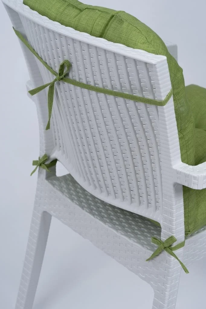 Altın Pamuk Candy Fluffy Backed Green Chair Cushion with Special Stitching and Lace 43X88 cm