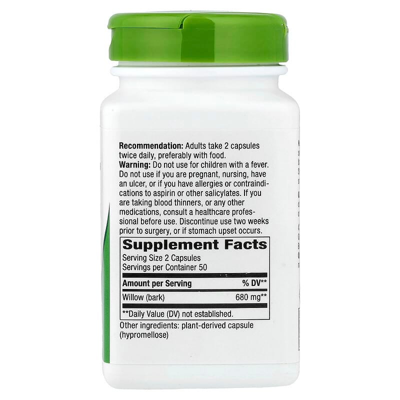 Nature's Way Willow Bark, 680mg - 100 Vegan Capsules Packaging May Vary Pack Of 2 - Image 2