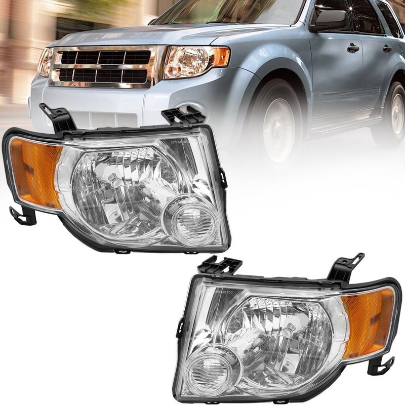 LEAVAN Headlight Assembly Fit For 2008 2009 2010 2011 2012 Ford Escape SUV Driver and Passenger Side headlampBulbs Not Included