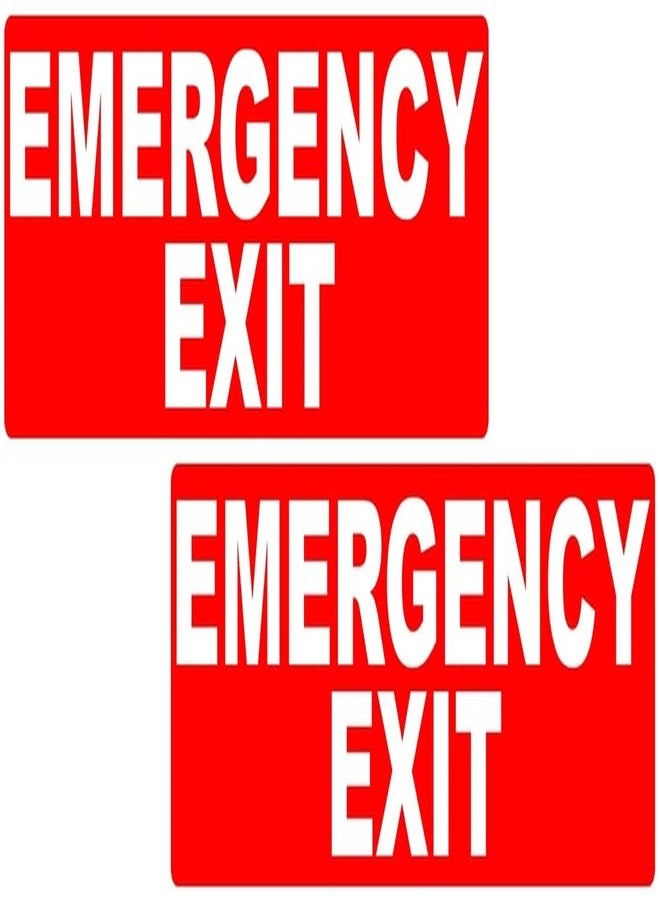 VAAIMAI Emergency Exit Self Adhesive Sticker Sign Board Vinyl Sign Board Glossy Finish 3mm Foam Board Red, Pack of 2 - Image 1