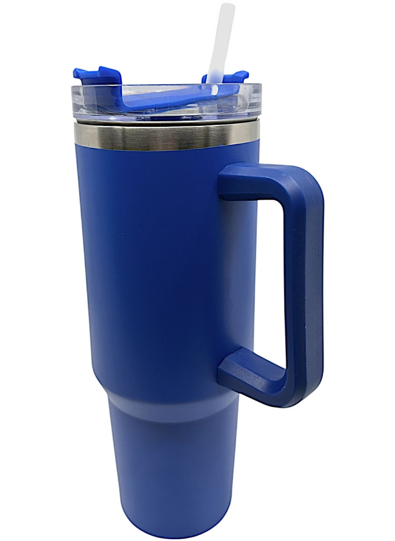 YOLO Hot and Cold Stainless Steel Flow State Vacuum Insulated Tumbler with Lid and Straw for Water, Iced Tea or Coffee, Smoothie, and More, Cream -Blue, Size -40oz or 1.20Liters  - Image 2