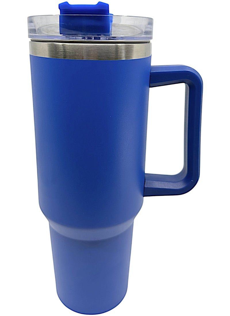 YOLO Hot and Cold Stainless Steel Flow State Vacuum Insulated Tumbler with Lid and Straw for Water, Iced Tea or Coffee, Smoothie, and More, Cream -Blue, Size -40oz or 1.20Liters  - Image 4
