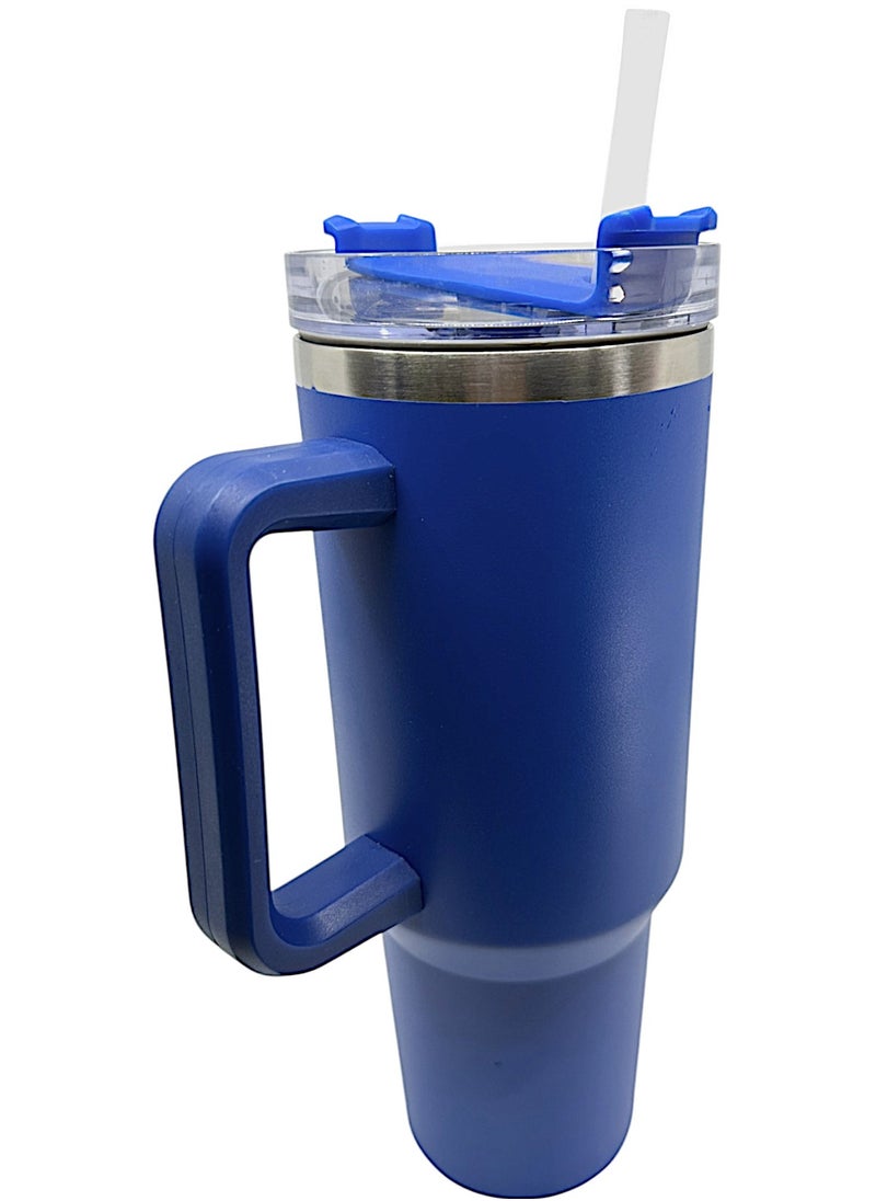 YOLO Hot and Cold Stainless Steel Flow State Vacuum Insulated Tumbler with Lid and Straw for Water, Iced Tea or Coffee, Smoothie, and More, Cream -Blue, Size -40oz or 1.20Liters  - Image 5