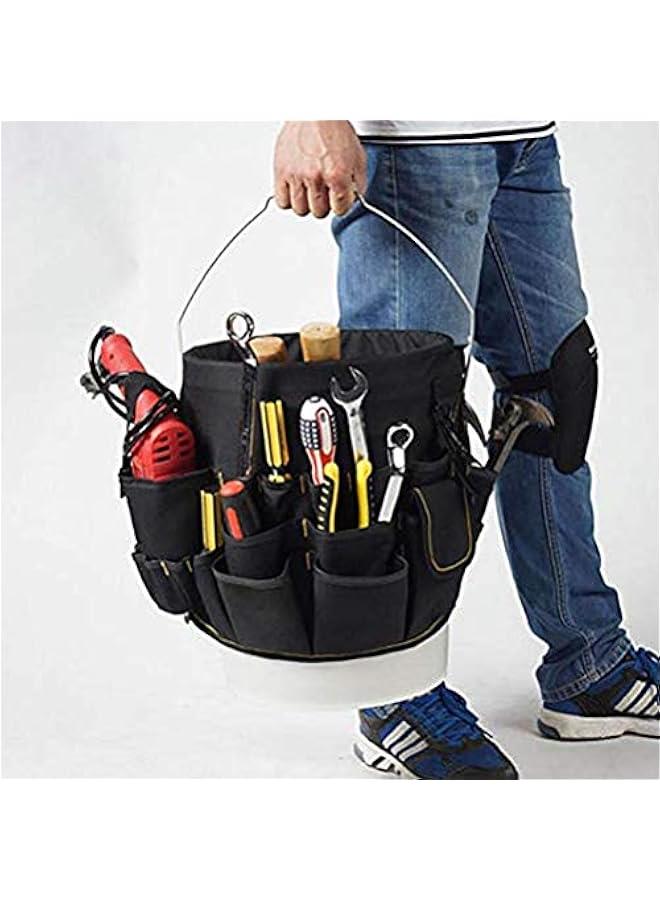 Tools Bucket Tool Organizer, Bucket Tool Holder and Organizer with 56 Pockets for Bucket Organization Bucket Type Hardware Tool Bucket Bag  - Image 4
