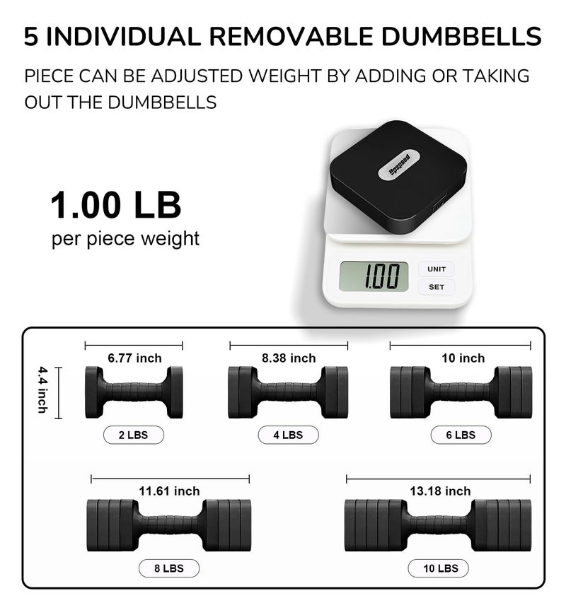 Upspeed 20LB Adjustable Dumbbell Set Hand Weights for Women Men, Exercise Fitness dumbbell Adjust dumbbells set of 2 for Home Gym Workout Strength Training Equipments Black - Image 2