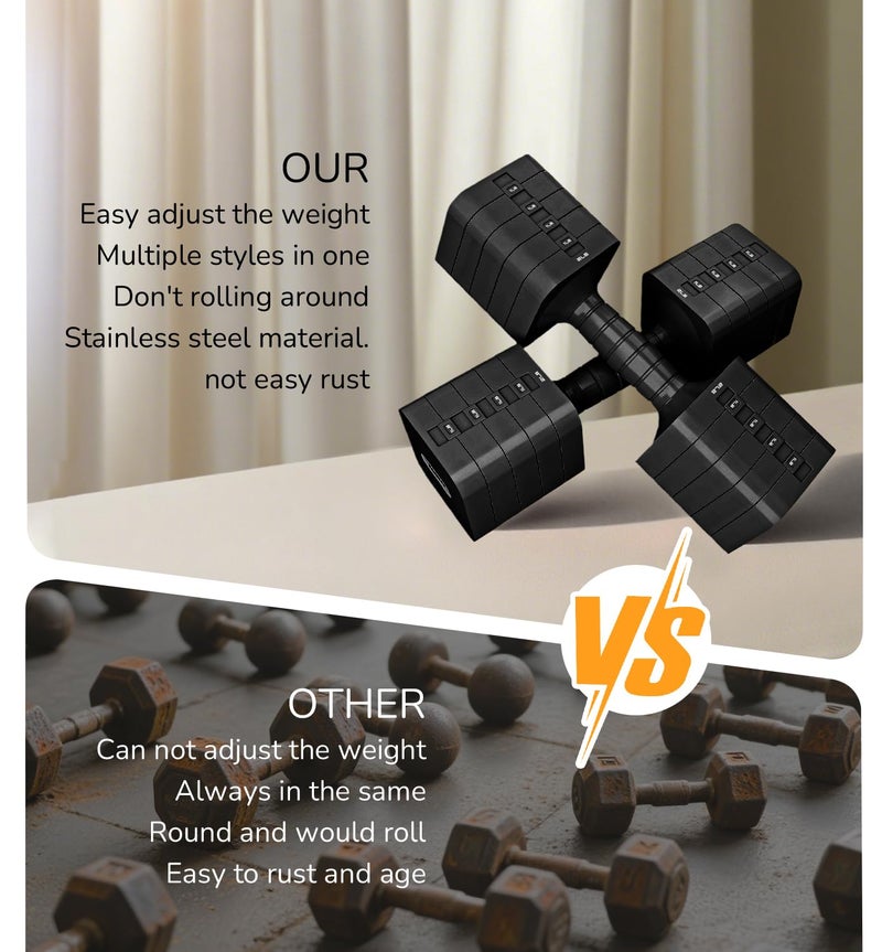 Upspeed 20LB Adjustable Dumbbell Set Hand Weights for Women Men, Exercise Fitness dumbbell Adjust dumbbells set of 2 for Home Gym Workout Strength Training Equipments Black - Image 3