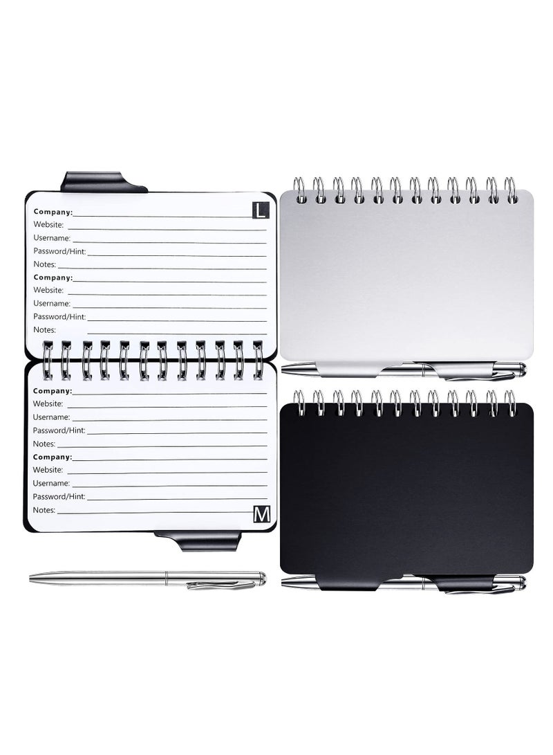 Y&D Portable Password Book Organizer, Notebook Elegant Pattern Keeper with Pen (Black + Sliver)  - Image 1