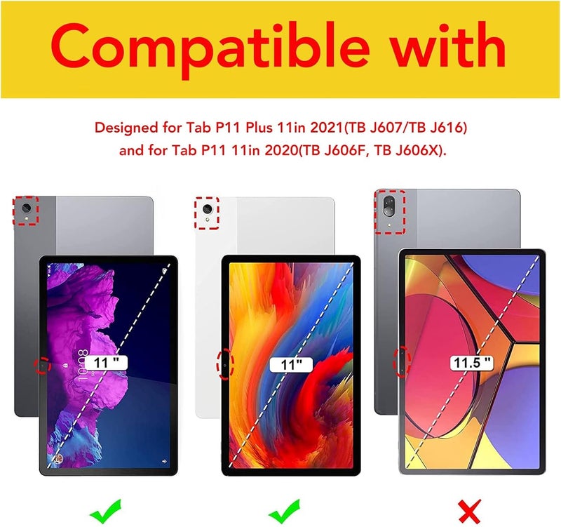 Yunseity Tablet PC Keyboard, Keyboard 200mAh Auto Sleep Wakeup Angle Magnetic with Case for P11 Plus Tablet (#3) - Image 2