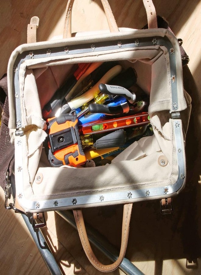 Klein Tools 5102-16SP Deluxe Canvas Tool Bag Made of Natural Canvas with 13 Interior Pockets and Detachable Shoulder Strap, 16-Inch - Image 4