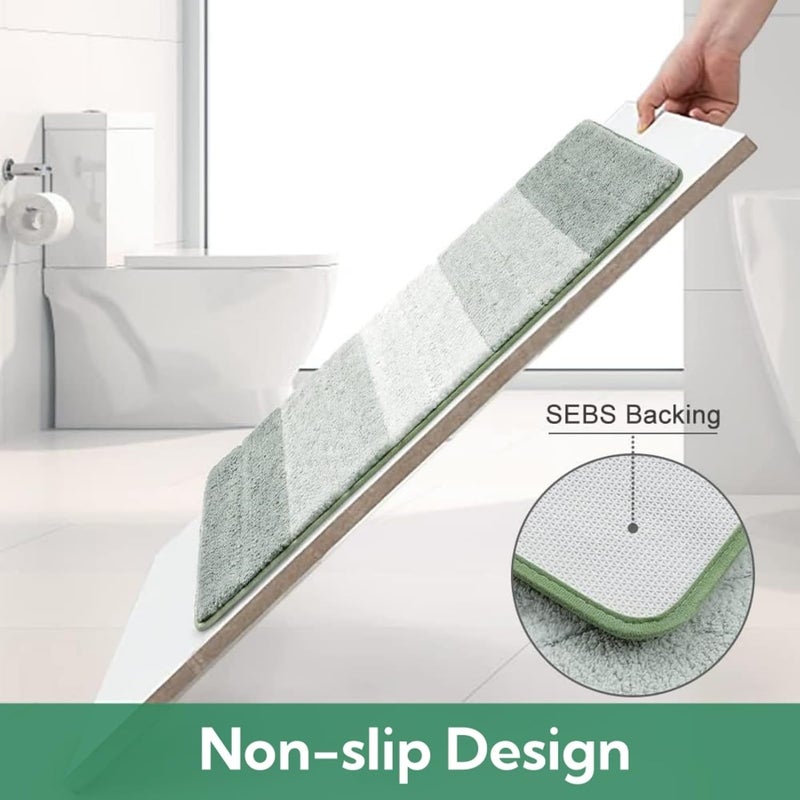 ROUNY Temp fluctuation resistant crafted quality 3 Pcs Bathroom Rug Mat, Super Absorbent Bath Mat Anti Slip U-Shaped Toilet Mats, Thick Machine Washable Bathroom Mat Set Bathroom Carpet Quick Dry for Bathroom Floor Tub Shower (Green) Wide usage compatibility - Image 3