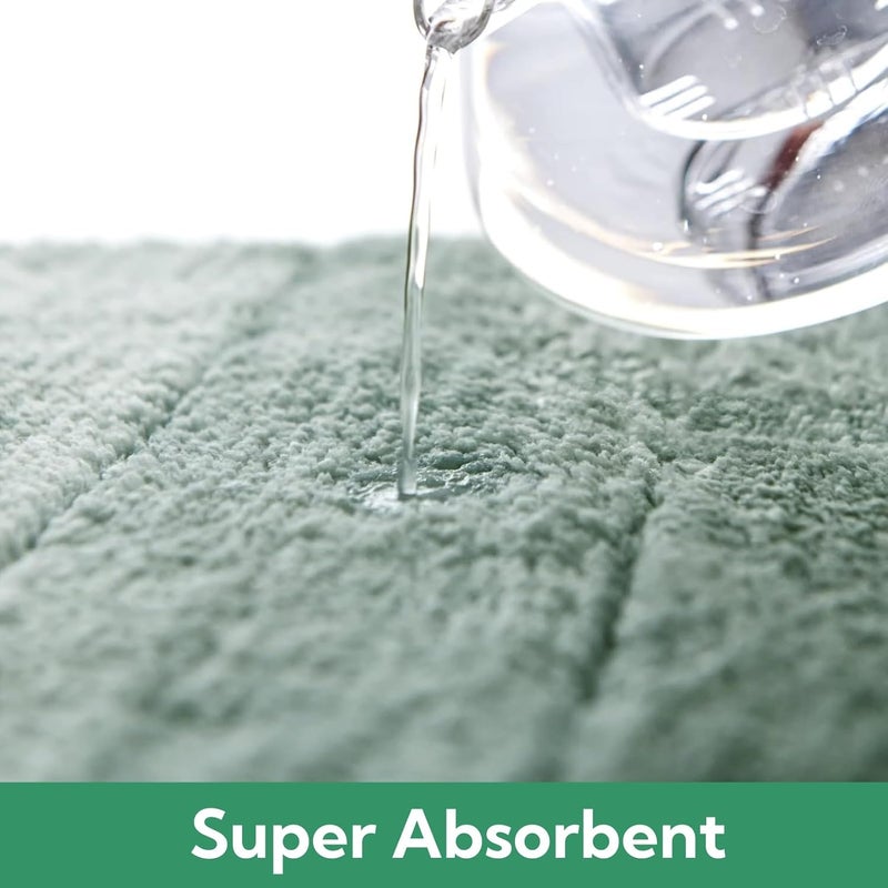 ROUNY Temp fluctuation resistant crafted quality 3 Pcs Bathroom Rug Mat, Super Absorbent Bath Mat Anti Slip U-Shaped Toilet Mats, Thick Machine Washable Bathroom Mat Set Bathroom Carpet Quick Dry for Bathroom Floor Tub Shower (Green) Wide usage compatibility - Image 4