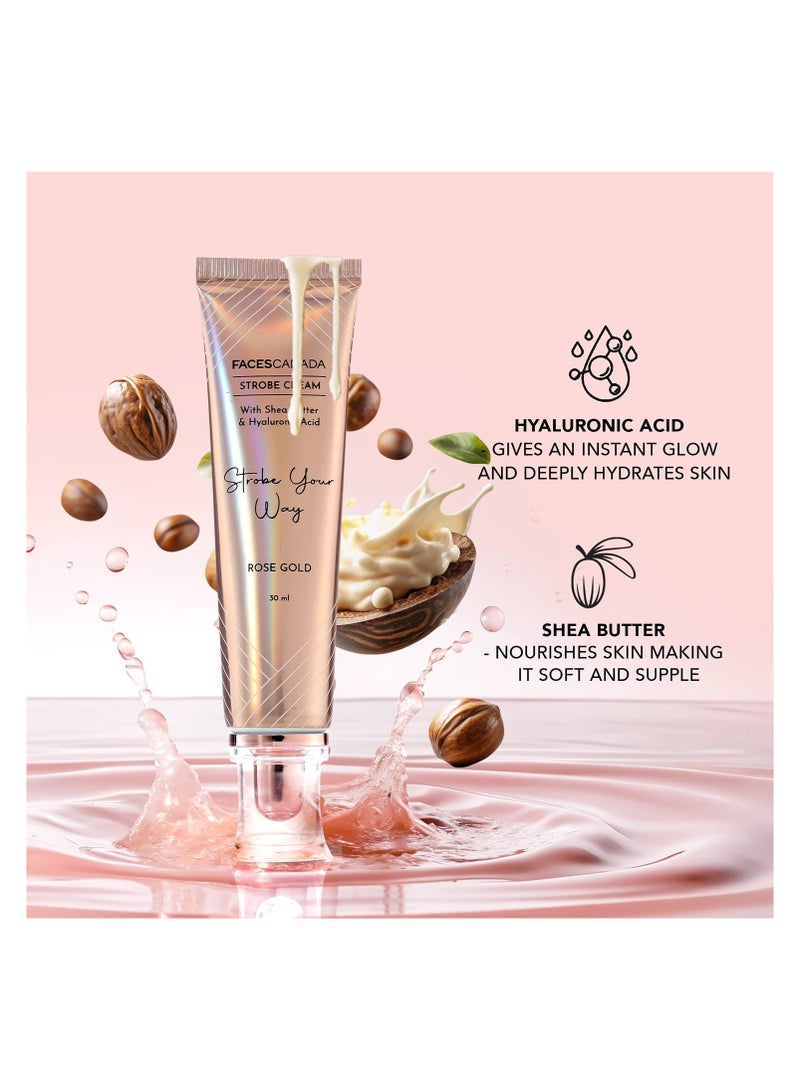 Faces Canada Strobe Cream - Peach, 30ml | Primer + Highlighter + Moisturizer | Shea Butter & Hyaluronic Acid | Intense Hydration | Flawless Radiant Dewy Skin | Illuminating & Glowing Makeup Base - Image 4