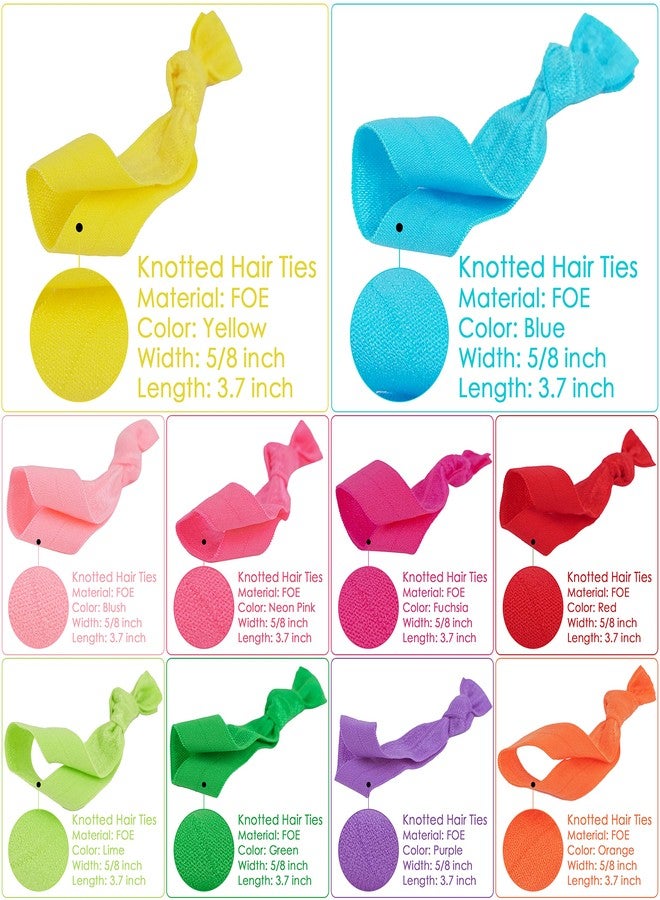 MEEDEE Rainbow Elastic Hair Ties, 100 Pack No-Crease Soft Ribbon Hair Accessories for Women, Knotted Ouchless Ponytail Holders, Yoga & Workout Styling, Versatile as Elastic Bracelets - Image 2