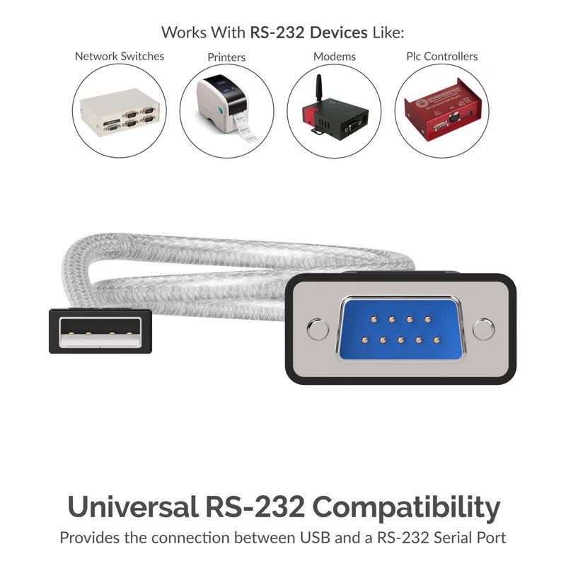 SABRENT USB to RS-232 DB9 Serial 9 pin Adapter Prolific PL2303 1-ft [SBT-USC1K] - Image 3