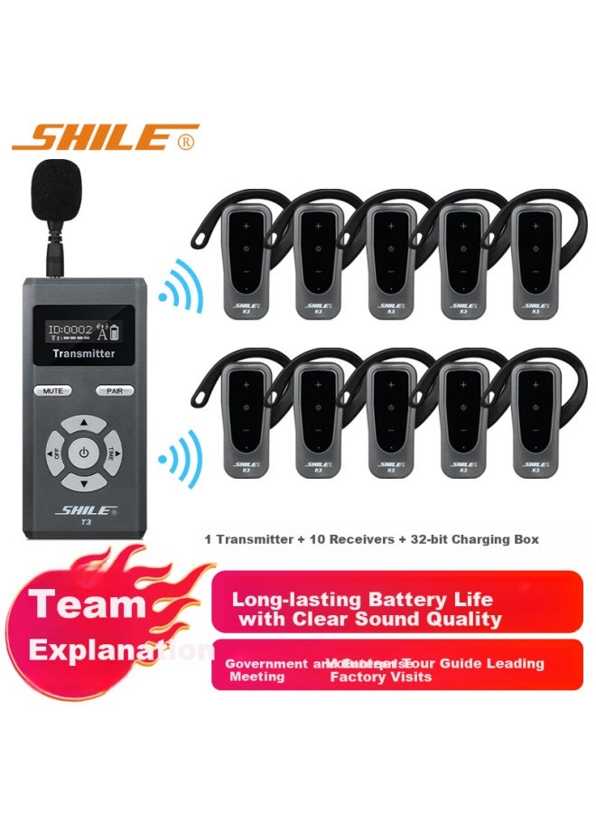 Shile Wireless Tour Guide System, One-to Headphones, Tour Guide For Scenic Areas And Museums, Teaching And Conference Reception Host Interpretation System, T3/r3 [delivered From Beijing Warehouse] - Image 1