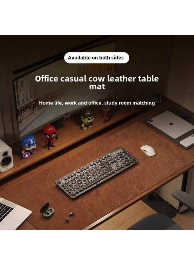 Retro Cowhide Mouse Pad Thickened Notebook Office Desk Pad Washable Waterproof High-grade Writing Desk Tablecloth-Color:40*90cm -Pattern:Dark Brown  - Image 3