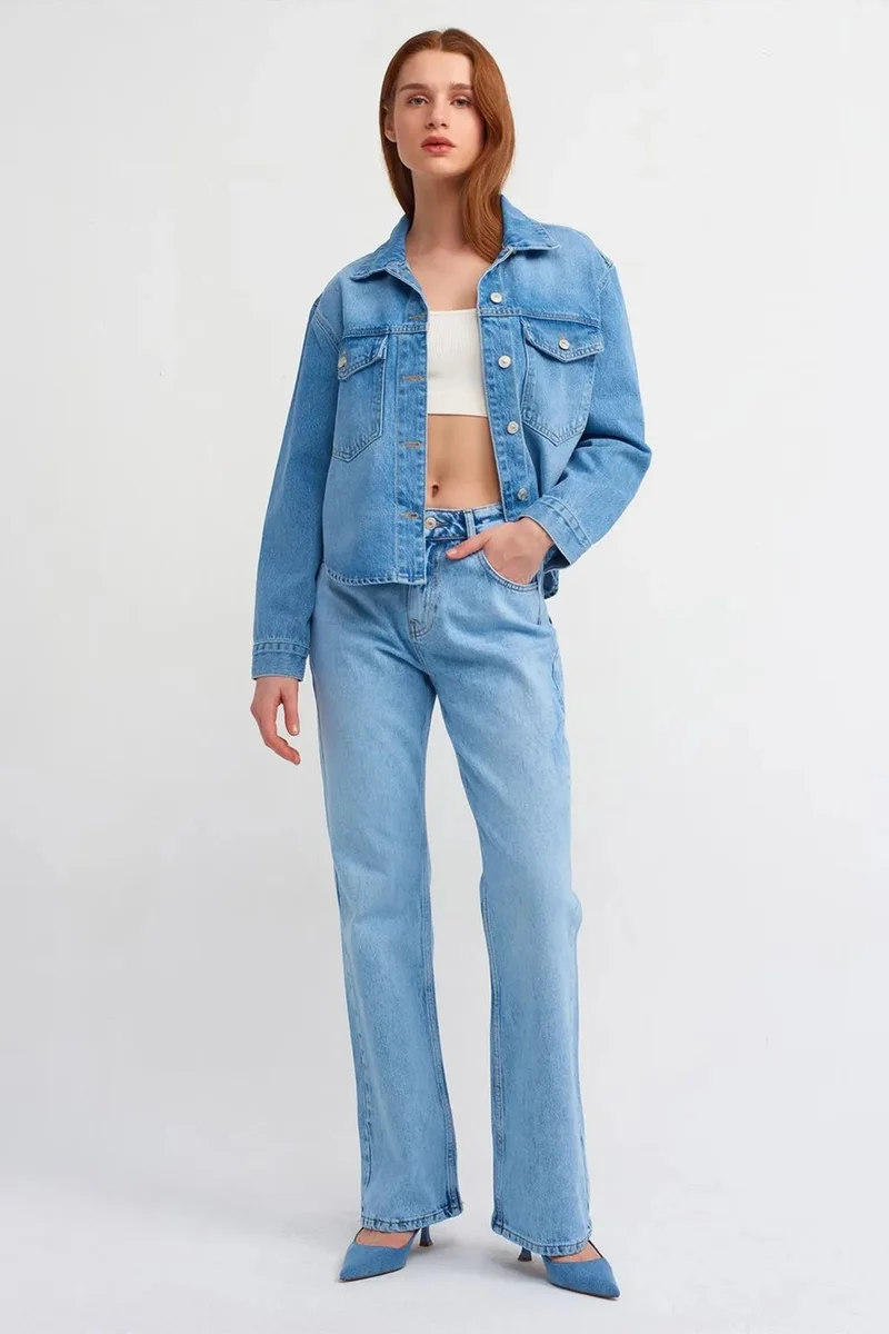 Dilvin Light-Mid Blue Denim DILVIN Women's Cotton Denim Shirt for Women | Best Price UAE