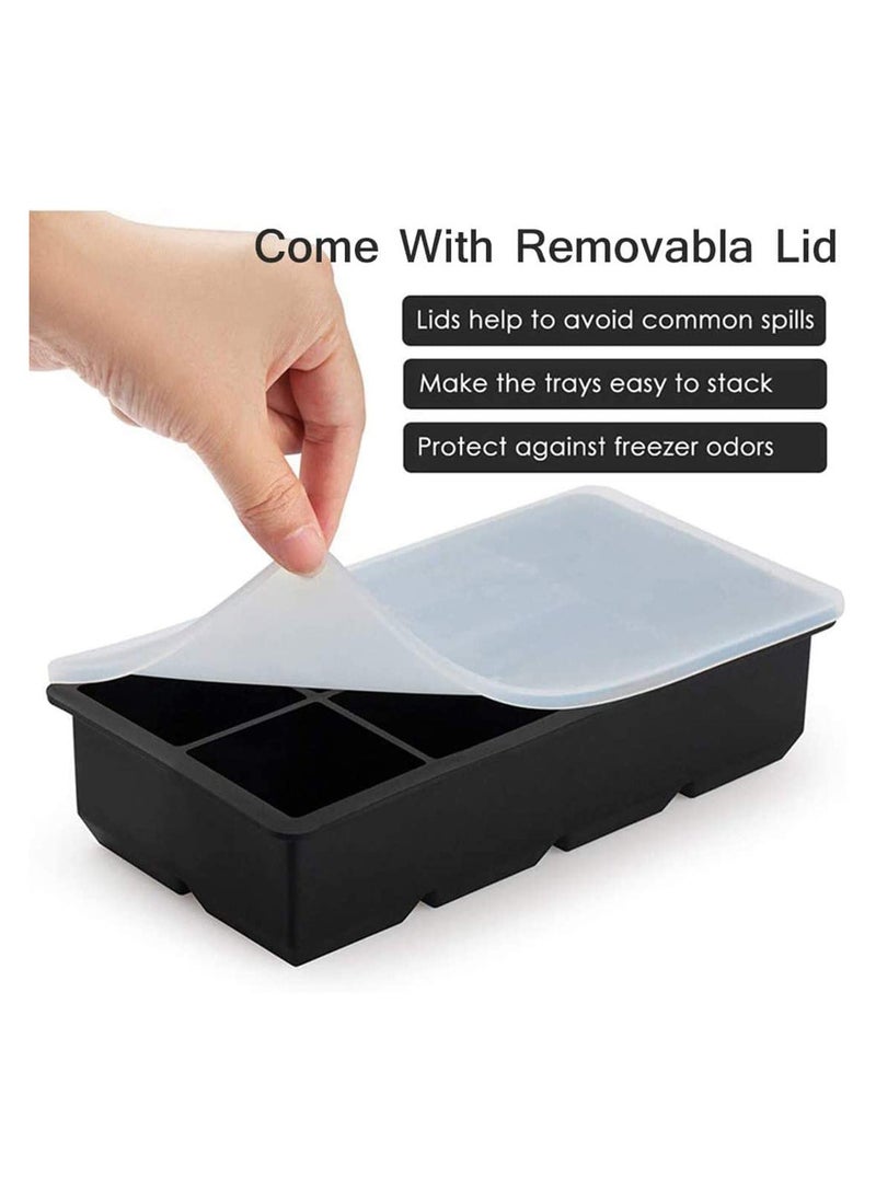 SYOSI - Ice Cube Trays, Black Silicone 2 Giant Ice Ball Cube Maker Use for Kids with Candy Pudding Jelly Milk Juice Chocolate Mold or c o c ktails Whiskey Particles - Image 1