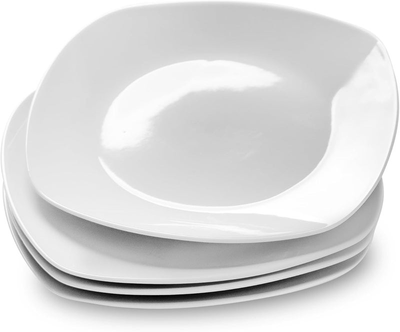 fMBB Ceramic White Dinner Plates Set of 4 Porcelain Square 75 inch Dessert Dishes Serving Flat Plates Salad Dishes  Scratch Resistant Dishwasher Microwave Oven Safe - Image 1