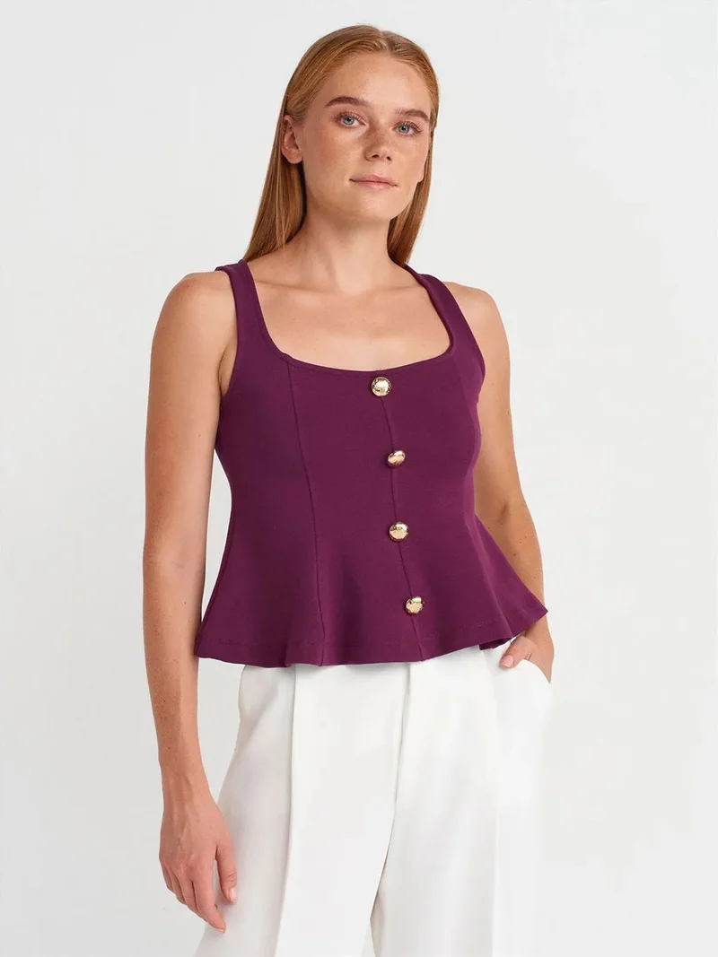 ديلفين Dilvin Fitted Sleeveless Peplum Blouse