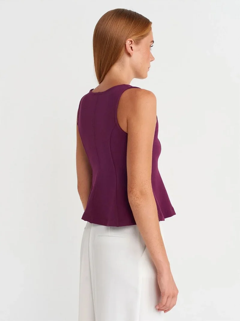 ديلفين Dilvin Fitted Sleeveless Peplum Blouse