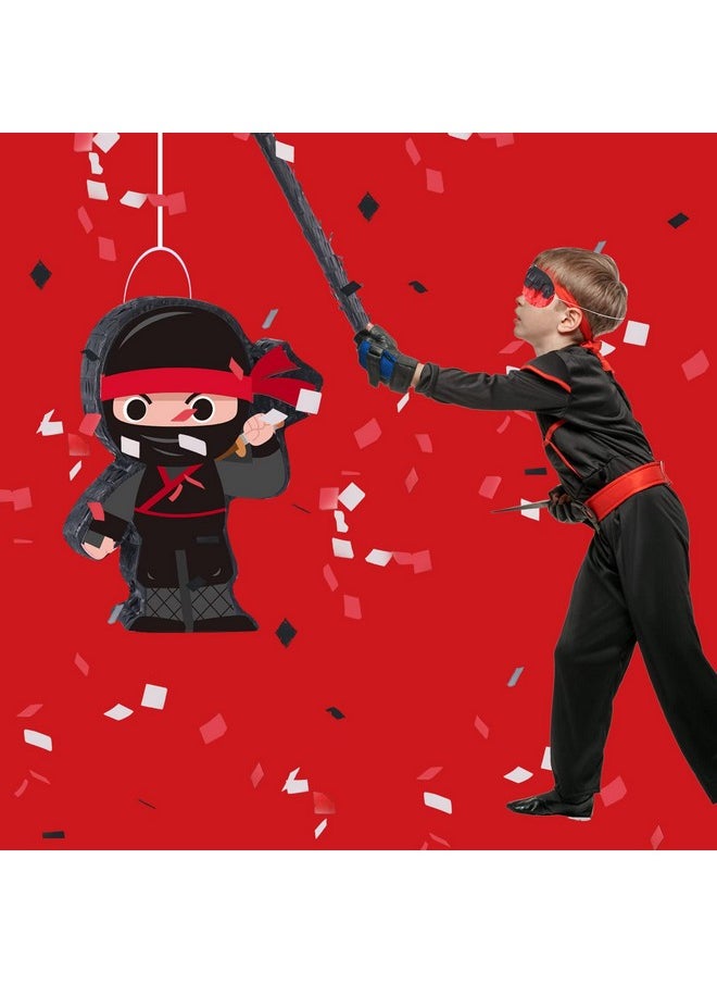 Harrycle - Ninja Piñata Mini Ninja Halloween Piñata With Blindfold, Bat And Filler For Ninja Birthday Party Decorations, Kids Boys Girls And Adults Game Black Ninja Warrior Birthday Halloween Party Supplies - Image 1
