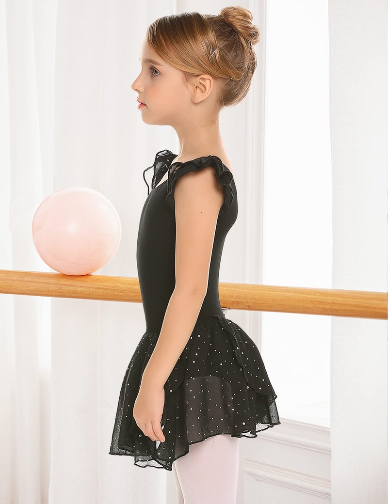 Arshiner Girls Ruffle Sleeve Ballet Dance Dress Crisscross Back Tutu Skirted Leotard - Image 4