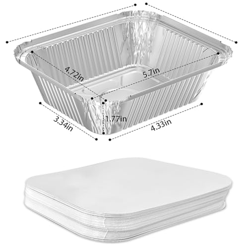 iHomeSet 100 Pack 1 lb Disposable Aluminum Foil Pans Meal Prep Take Out Food Containers with Paper Lids for Catering Baking Roasting Food Freezer Safe - Image 3