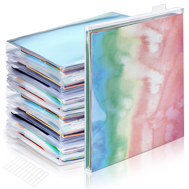 Teling 40 Set 12 x 12 Scrapbook Paper Storage Organizer Clear Top Loading Files Plastic Holder with Customizable Tabs for Holding Vinyl Paper Scrapbook Photos - Image 1