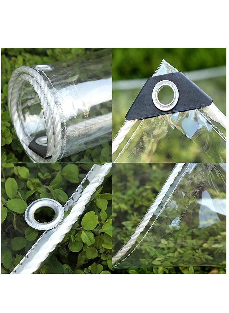 SYOSI Glass Clear Tarpaulin Heavy Duty Tarp with Reinforced Eyelets, Thick PVC Waterproof Transparent Tarpaulin, Premium Quality Cover Tarp for Outdoor Camping Sheet - Image 4