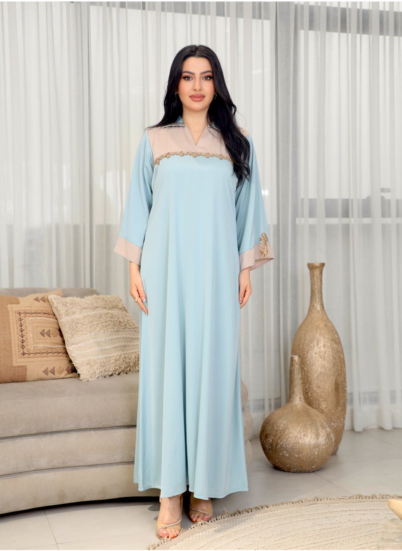 Bint Al Bilad Bintalbilad Saudi Summer Jalabiya for Women New Collection – Lightweight & Breathable Thobe, Abaya & Arabic Dresses for Eid, Weddings & Parties | Embroidered, Modern & Luxury Designs - 4353  - Image 1