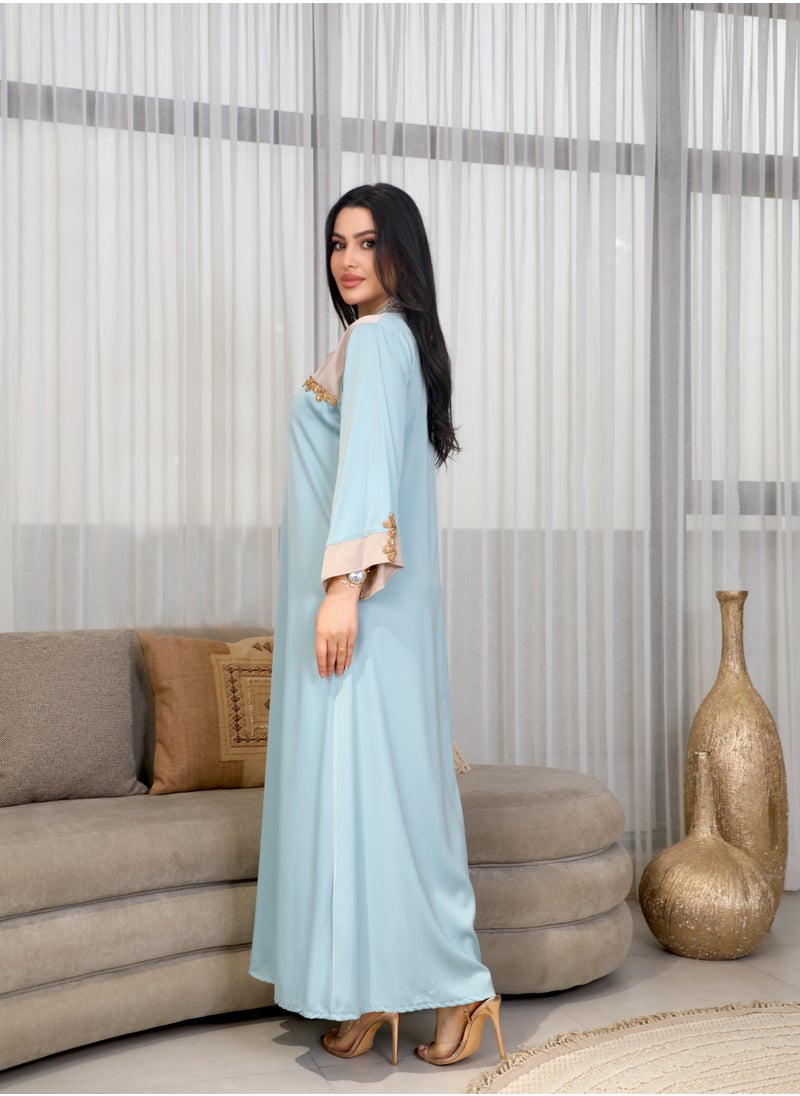 Bint Al Bilad Bintalbilad Saudi Summer Jalabiya for Women New Collection – Lightweight & Breathable Thobe, Abaya & Arabic Dresses for Eid, Weddings & Parties | Embroidered, Modern & Luxury Designs - 4353  - Image 3